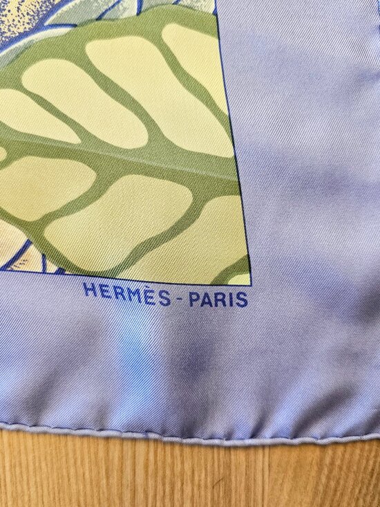 Hermès Silk Scarf 90cm Carré Bird Print Lavender Green 34” | Hand Rolled | Box - Picture 4 of 16